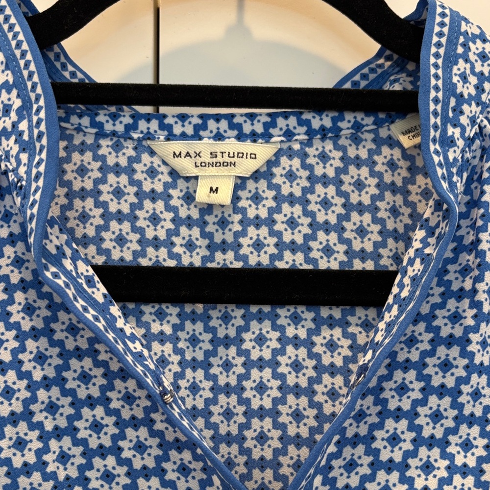 Max Studio Size Medium Blue Patterned Women's Dre… - image 3